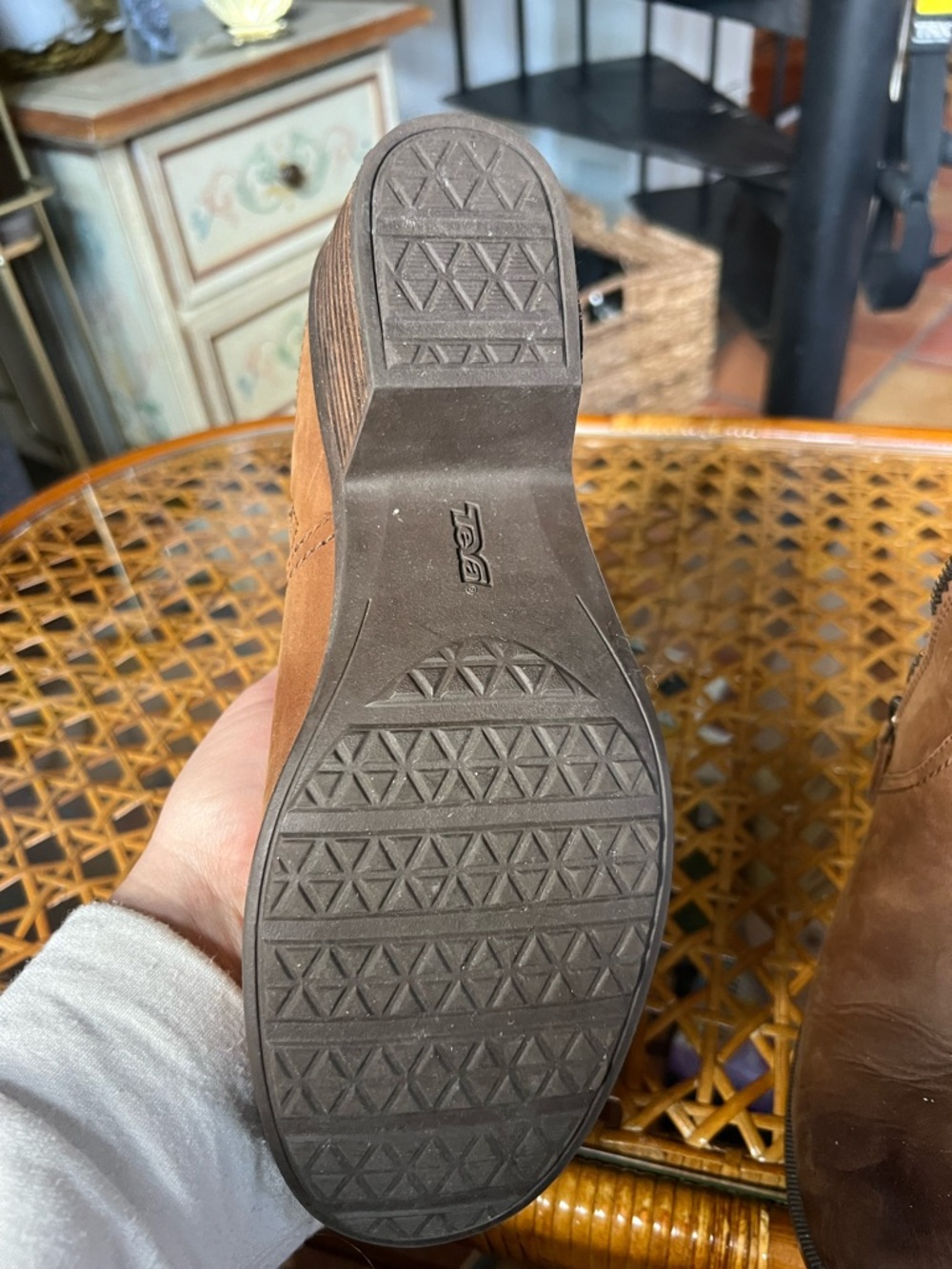 Teva Brown Suede Ankle Booties with Stacked Heel - Picture 2 of 6